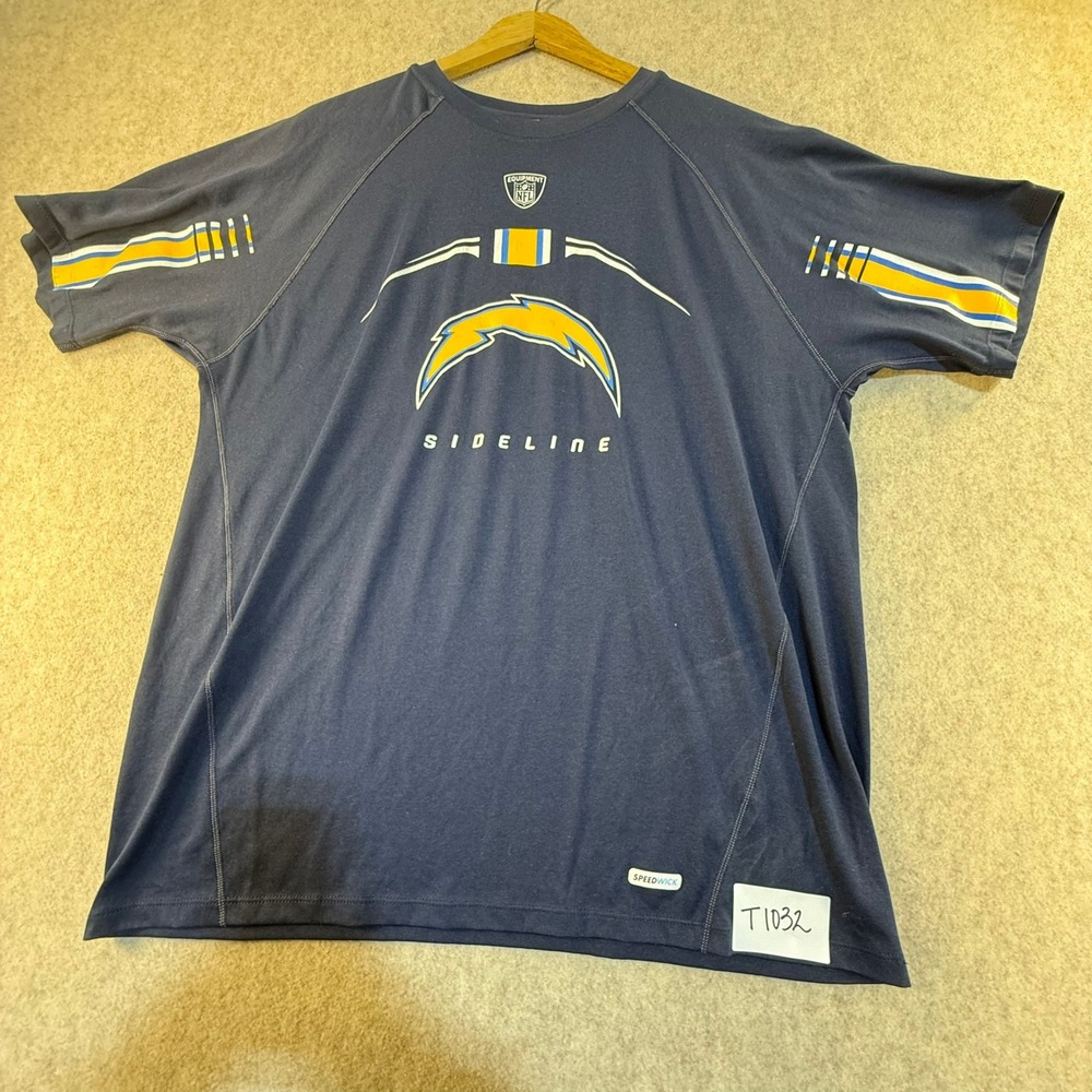 Reebok NFL Equipment Los Angeles Chargers Sideline Speedwick Navy Blue Shirt L
